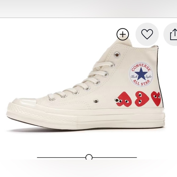 Converse Comme des Garçons Play Multi Heart Chuck Taylor All Star 70 Hi Sneakers - Picture 2 of 15